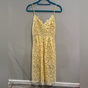 ASTR the label Women's Sleeveless Lace Fit & Flare Midi Dress in LEMON size M